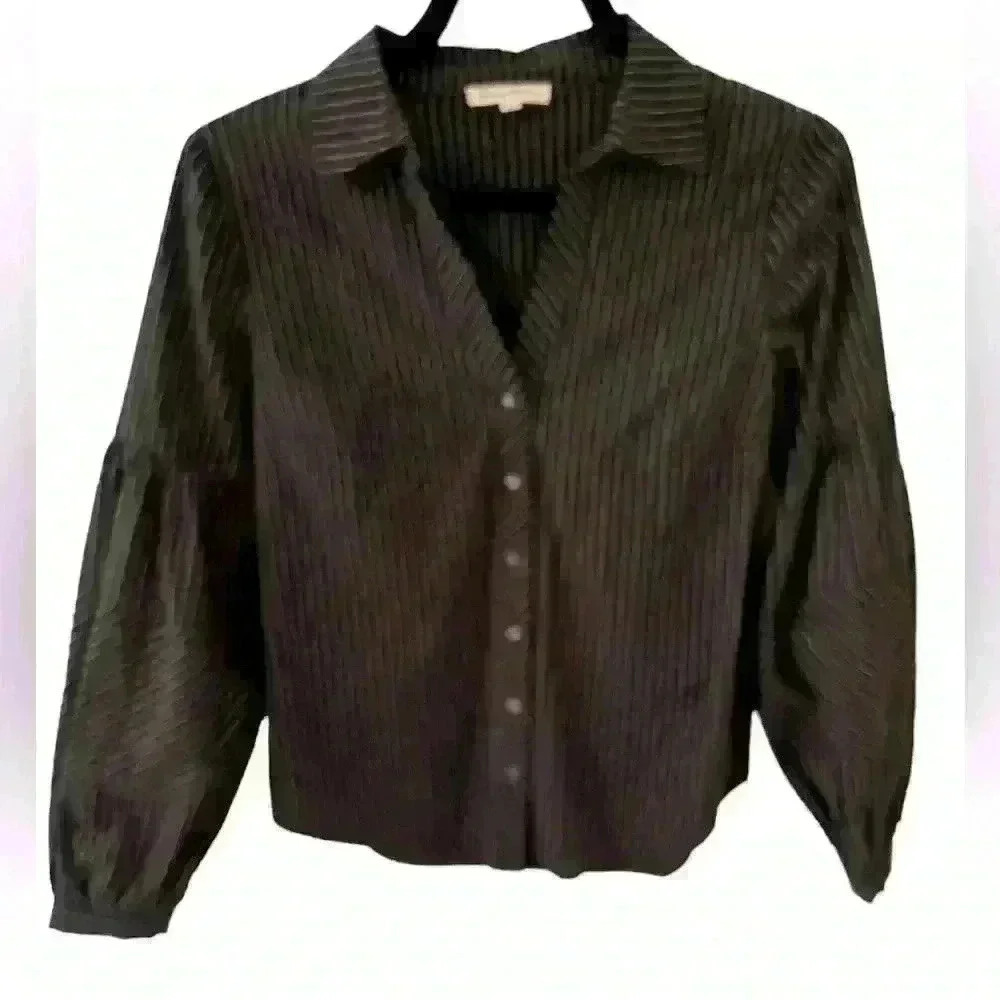 Jane and Delancey Cotton Puff Sleeve V-Neck Blouse Top. Size XS.